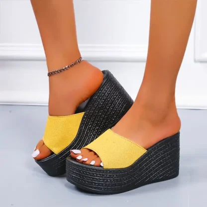Fashion dámské boty Matsu Heel na klínku a vysoké platformě žluté