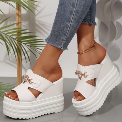 Fashion dámské módní platformy s dekorativní sponou bílé - Image 6