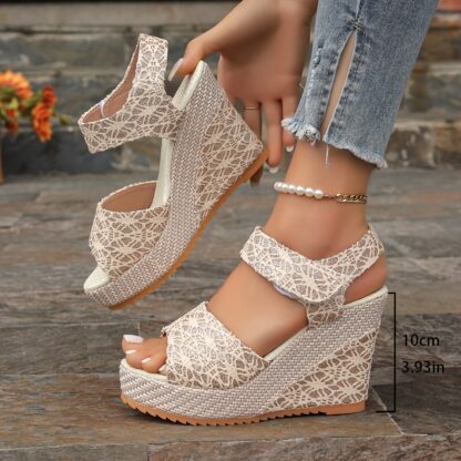 Fashion elegantní sandály s květinovou krajkou meruňkové - Image 2