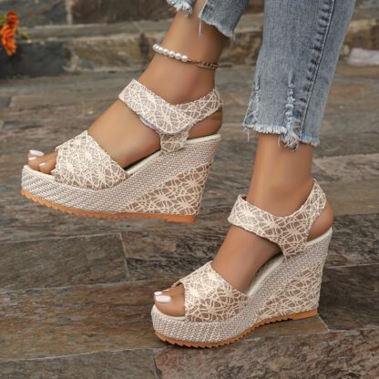 Fashion elegantní sandály s květinovou krajkou meruňkové - Image 4