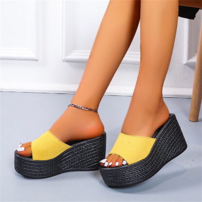 Fashion dámské boty Matsu Heel na klínku a vysoké platformě žluté - Image 6