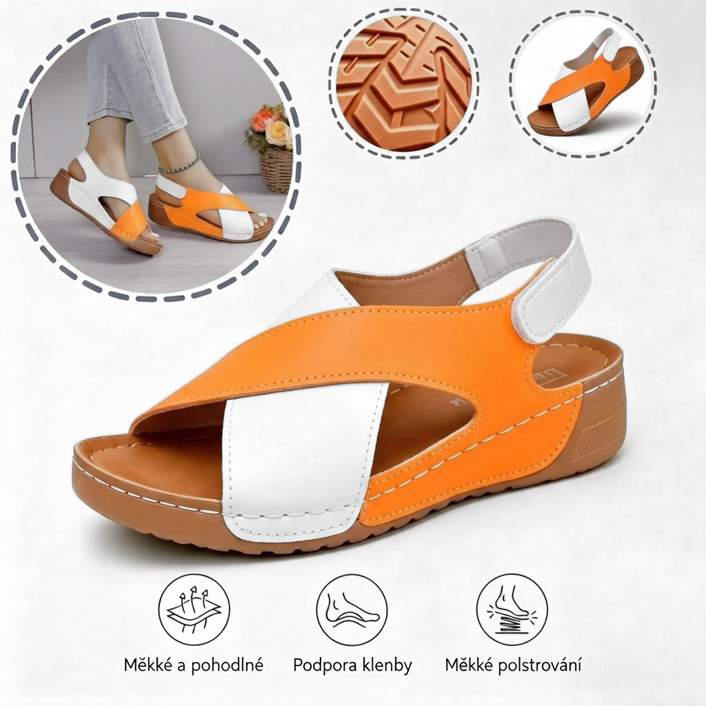 Fashion dámské sandály na platformě oranžovobílé - Obrázek 2