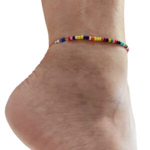Kotníkový náramek z korálků – barevný mix / letní šperk na nohu