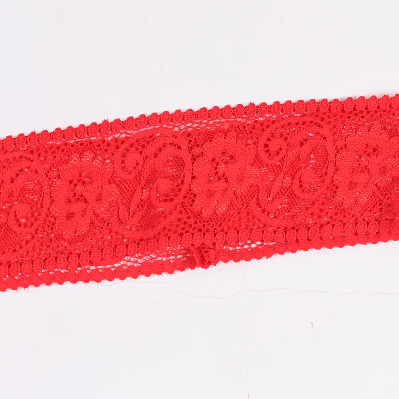 Dámský červený krajkový podvazek na stehno elastický 46 cm